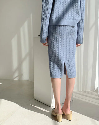 Two Piece Sets Womens Outifits Autumn/Winter Solid Knitted Cardigan sexy Alodia Store