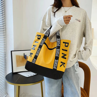 Pink Letter Graphic Tote Handbags Woman - Alodia Store