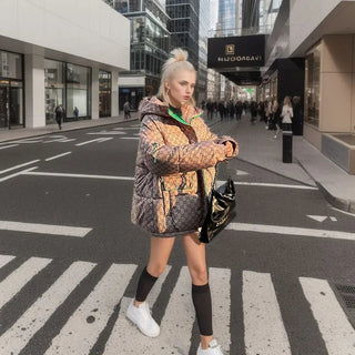 Hooded office lady Down Cotton Jacket Alodia Store