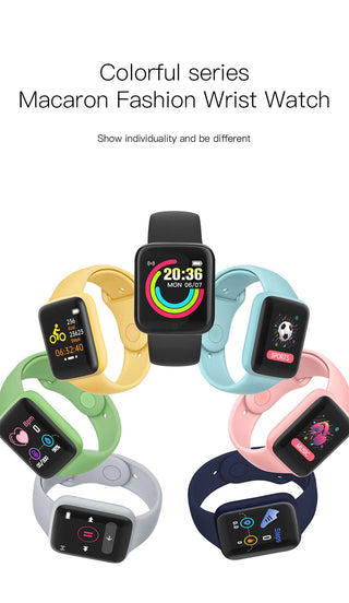 Smart Watch Kids Bluetooth Fitness Tracker Macaron Smartwatch for Men Women Blood Pressure Smart Bracelet for Android IOS Alodia Store