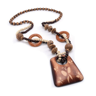 Boho Jewelry Ethnic Style Long Hand Made Bead Wood Elephant Pendant Necklace Sweater Chain For Women Fashion Neck Jewelry Gift Alodia Store