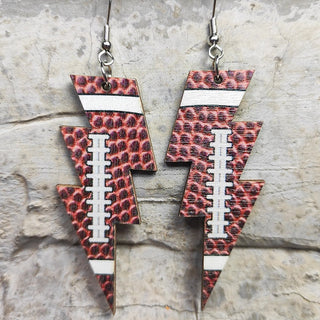 Laser Cutout Baseball Softball Sport Style Lightning Bolt Shape Wooden Dangle Earrings for Women Sproty Wood Charms Jewelry Alodia Store