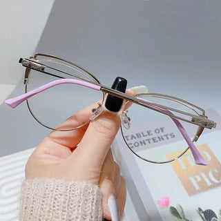 Fashion High Quality Metal Blue Light Blocking Fashion Women Computer Eyeglasses Optical Spectacle Eye Protection Glass Eyewear Alodia Store