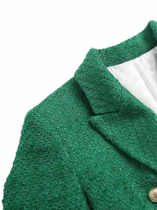 TRAF 2023 Green Long Blazer Woman Tweed Blazer Alodia Store