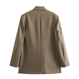 TRAF Grey Oversize Long Blazer Women Alodia Store