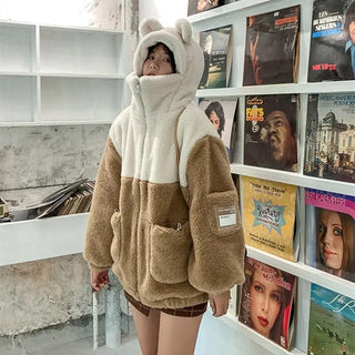 Japanese soft girl cute plus velvet thick hooded sweater ins selling Alodia Store