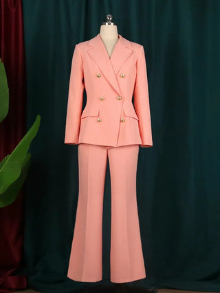 Sets Elagant 6 Buttons Jacket Knee Length Skirts Wide Leg Pants Suits Casual Office Work Alodia Store