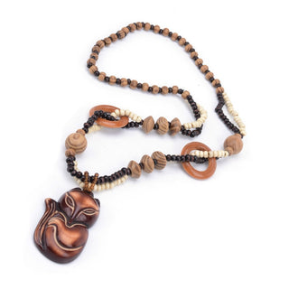 Boho Jewelry Ethnic Style Long Hand Made Bead Wood Elephant Pendant Necklace Sweater Chain For Women Fashion Neck Jewelry Gift Alodia Store