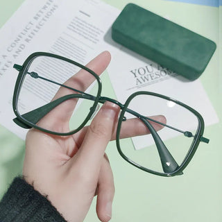 Large Square Frame Anti-Blue Light Glasses Fashion Retro Men Women Computer Gaming Eye Protection Classic Plain Glass Spectacles Alodia Store