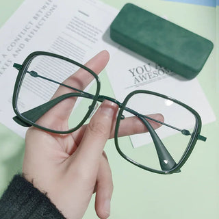Large Square Frame Anti-Blue Light Glasses Fashion Retro Men Women Computer Gaming Eye Protection Classic Plain Glass Spectacles Alodia Store