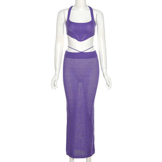 Two Piece Sets Summer Crop Top Maxi Skirt 2pcs Set Women Alodia Store