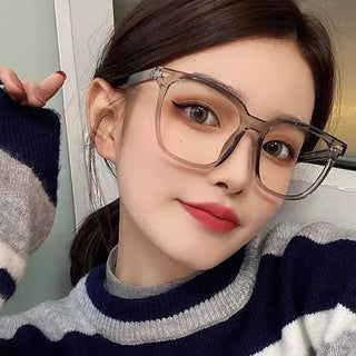 Large Square Frame Anti-Blue Light Glasses Fashion Retro Men Women Computer Gaming Eye Protection Classic Plain Glass Spectacles Alodia Store