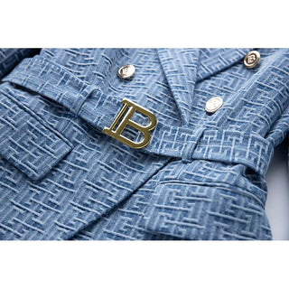 Geometric Pattern Denim Jackets Alodia Store