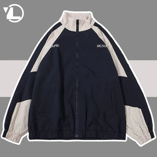 Hip Hop Varsity Jacket Men High Street Patchwork Color Block Alodia Store