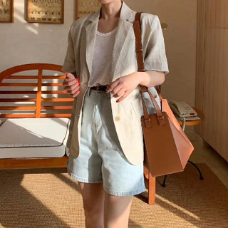 Cotton Linen Short-sleeved Coat Loose Alodia Store