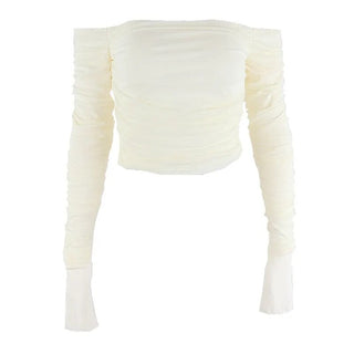 Sexy Backless Lace ups Pullover Tees Women Autumn Black shoulder Slim Longsleeve Short T-Shirt Alodia Store