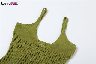 Weird Puss Knit Sleeveless cami bodycon ALODIA STORE