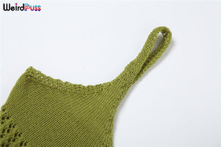 Weird Puss Knit Sleeveless cami bodycon ALODIA STORE
