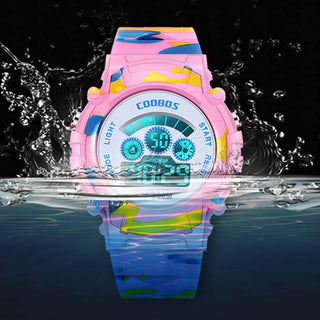 Luminous Camouflage Kids Watches LED Colorful Flash Digital Waterproof Alarm for Boys Girls Anti-seismic Creative Children Clock Alodia Store