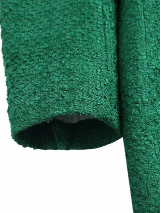 TRAF 2023 Green Long Blazer Woman Tweed Blazer Alodia Store