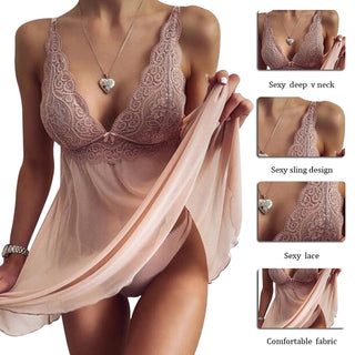 Sexy Underwear Women Suspenders Lace Transparent Dress Pajamas Lingerie Nuisette Femme Pijama Mujer Verano Pyjama 2022 Sleepwear Alodia Store