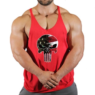 Skull Fitness Clothing Bodybuilding Shirt Men Top Fitness Sleeveless Sweatshirt Gym T-shirts Suspenders Man Men's Vest Stringer Alodia Store