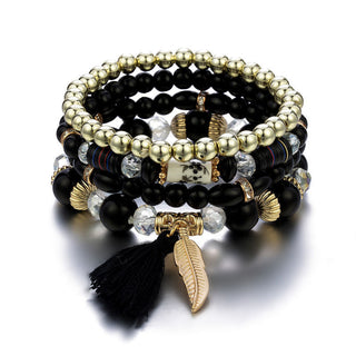 Mexico Bohemian Style Women Accessories Multi-Layer Wooden Beaded Bracelet Tree of Life Tassel Pendant Elastic Bracelet Jewelry Alodia Store