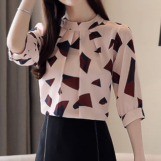 NEW SUMMER Print Chiffon Blouse Women alodia store
