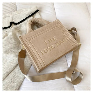 Female Square Tote Crossbody Bag Aesthetic Velour Elegant Alodia Store