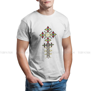 Ethiopian Cross Polyester TShirts Culture Design Distinctive Men's T Shirt Funny Clothing 6XL Alodia Store