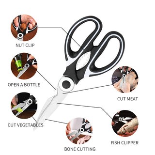 Kitchen Scissors Stainless Steel Multifunctional Household Scissors Shear Bone Scissors Chicken Wings Fish Chopper Bottle Opener Alodia Store