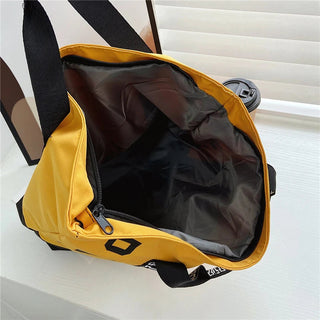 Colorblock Pink Letter Graphic Tote Handbags nylon fabric Alodia Store