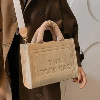 Female Square Tote Crossbody Bag Aesthetic Velour Elegant Alodia Store