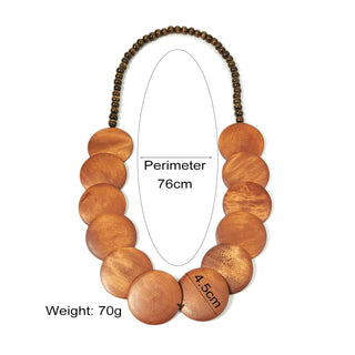 Bohemian Brown Big Woods Pendant Necklace Ethnic Style Long Beads Chain Handmade Jewelry Wooden Collier UKEN Alodia Store