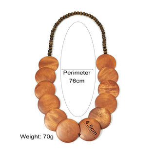 Bohemian Brown Big Woods Pendant Necklace Ethnic Style Long Beads Chain Handmade Jewelry Wooden Collier UKEN Alodia Store