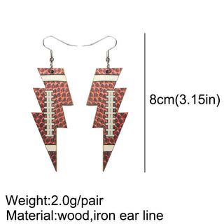 Laser Cutout Baseball Softball Sport Style Lightning Bolt Shape Wooden Dangle Earrings for Women Sproty Wood Charms Jewelry Alodia Store