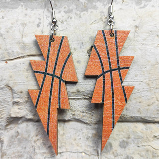 Laser Cutout Baseball Softball Sport Style Lightning Bolt Shape Wooden Dangle Earrings for Women Sproty Wood Charms Jewelry Alodia Store