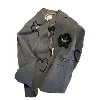 Three-dimensional flower embroidery suit Alodia Store