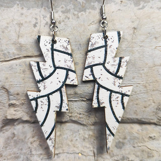 Laser Cutout Baseball Softball Sport Style Lightning Bolt Shape Wooden Dangle Earrings for Women Sproty Wood Charms Jewelry Alodia Store