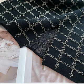 Elegant Half Turtleneck Plaid Sweaters Tops+slim High Waist Knitwear Skirts 2 Piece Alodia Store