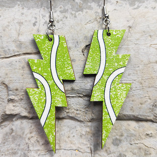 Laser Cutout Baseball Softball Sport Style Lightning Bolt Shape Wooden Dangle Earrings for Women Sproty Wood Charms Jewelry Alodia Store