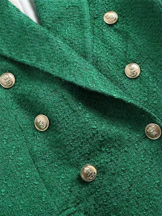 TRAF 2023 Green Long Blazer Woman Tweed Blazer Alodia Store