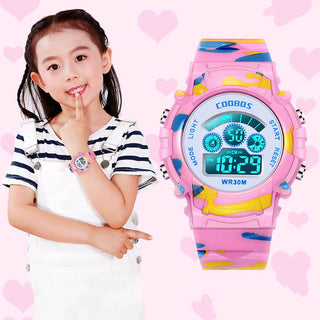 Luminous Camouflage Kids Watches LED Colorful Flash Digital Waterproof Alarm for Boys Girls Anti-seismic Creative Children Clock Alodia Store
