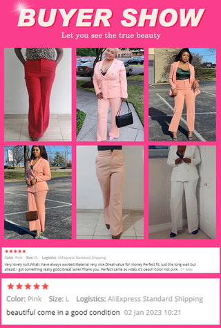 Sets Elagant 6 Buttons Jacket Knee Length Skirts Wide Leg Pants Suits Casual Office Work Alodia Store