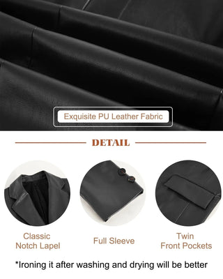 Long Sleeve Faux Leather Blazer Alodia Store