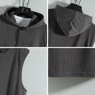 Plus Size Summer Men Clothing Tank Tops Sweatshirt Sleeveless Tops Hoodie Vest Workout Fitness Mens T Shirt Workout Hip Hop Vest alodia store