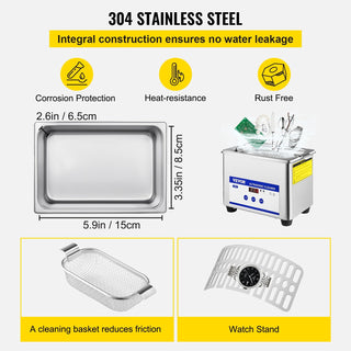VEVOR 800ml Ultrasonic Cleaner Portable Washing Machine 35W Mini Dishwasher Lave-Dishes Ultrasound Bath Sonic alodia store