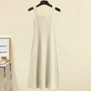 Knitted Sweater Strap Skirt Two Piece Korean Elegant Pullover Dress Suit Alodia Store