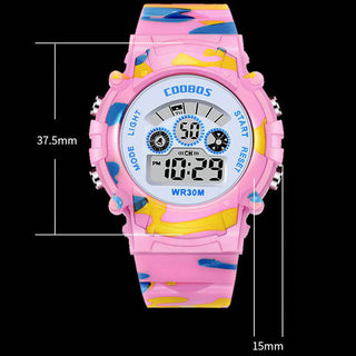 Luminous Camouflage Kids Watches LED Colorful Flash Digital Waterproof Alarm for Boys Girls Anti-seismic Creative Children Clock Alodia Store