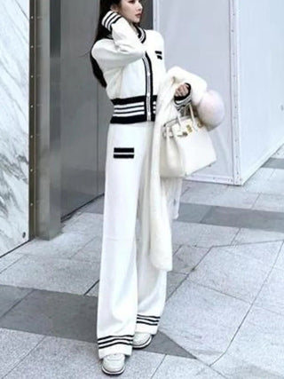 Office Loose Stretch Wide Leg Pants Two Piece Set Alodia Store